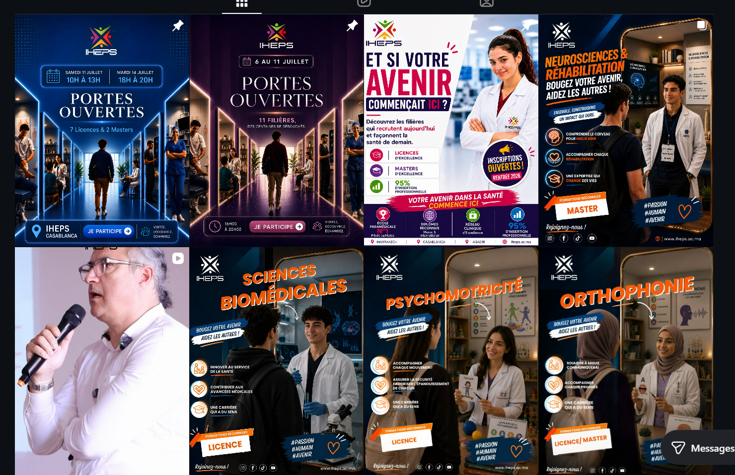 Grille Instagram IHEPS montrant des styles visuels incohérents